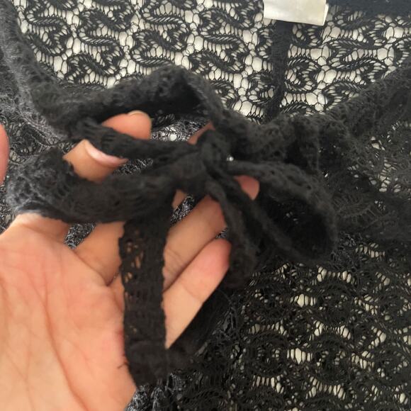 BECCA Lace Crochet See Through Split Leg Swim Cover Up Pants in Black Size M - Picture 9 of 13